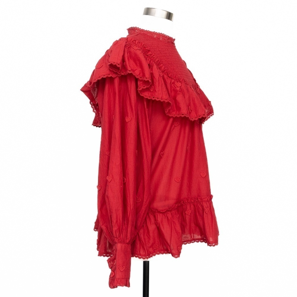 FARM Rio Red Ruffled Peasant Blouse - Picture 13 of 14